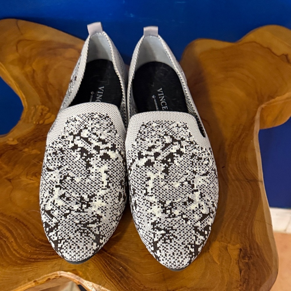 Vince Camuto Fabeau 3 Washable Knit Snake Print Slip On Smoking Loafers Sz 8
